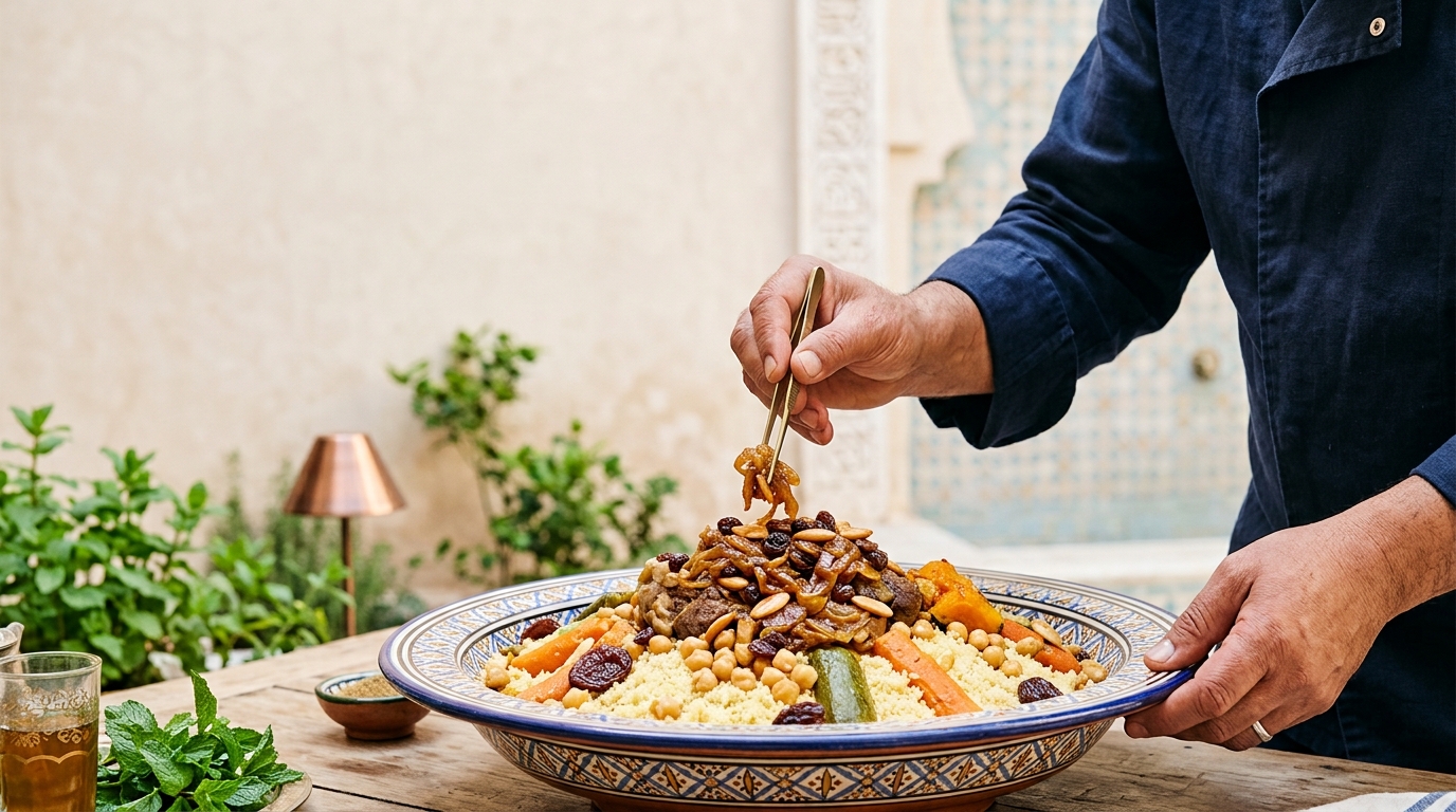 Réception privée autour d'une table marocaine à Marrakech